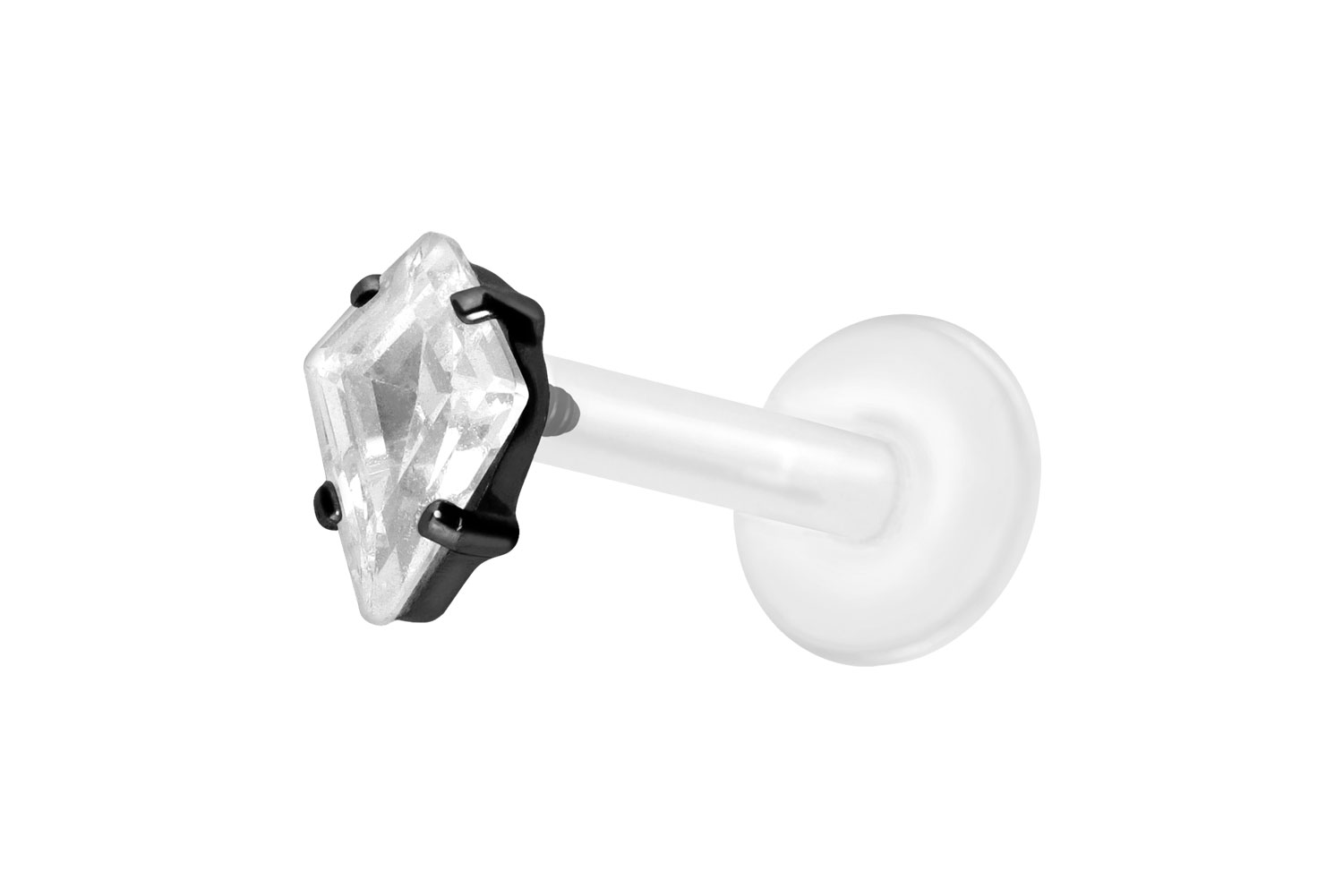 PTFE Labret Piercing mit Innengewinde + Titan-Aufsatz KRISTALLRAUTE